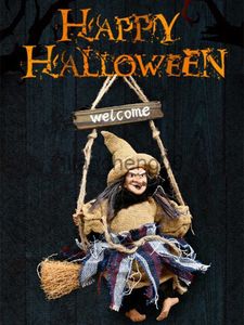 Dekoracja imprezy Halloween wisząca witch lalka horror przerażający wisząca dekoracja duch flying wiedźmina wisiorek Halloween Outdoor Dekoracja domu x0905