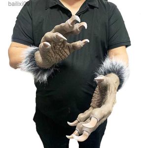 Andra evenemangsfestleveranser Halloween Rollspel Scary Wolf Werewolf Claw Gloves Animal Festival Cosplay LaTex Horrific Costume Accessory for Carnival Party T230905