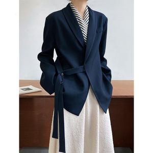 Womens Suits Blazers Highend design shawl collar suit jacket womens loose fashion drape tie 230904