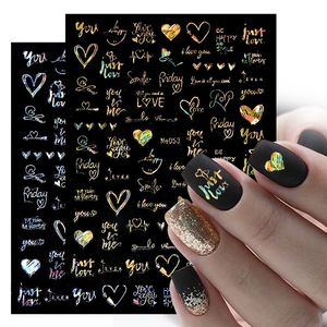 Stickers Decals 1PCS 3D Laser Heart Letter Nail Sticker Nail Art Decoration Flower Star Nail Accessories Decal Stickers Nail Supplies Nail Parts 230905