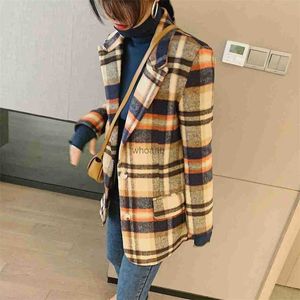 Dameswolmengsels 2023 Dames Plaid Wollen Blazers Tweed Zware winterjassen Trenchcoats Regenjassen Overjas Koreaanse modekleding Nieuwe OEM-pakken HKD230904