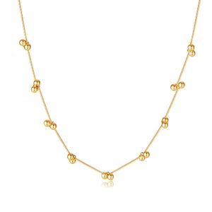 Simple Fashion Necklace Beads Ball Snake Chain Stainless Steel Gold-Plated Jewelry For Women Girls XMAS Gifts 18inch+2cm