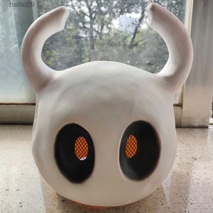 Maski imprezowe Hollow Knight LaTex Mask Halloween gra gra w kostiumy akcesoria imprezowe Cute White Maski T230905