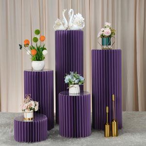 Vit vikning av cylindrisk tårta Stand Birthday Party Decoration Props Wedding Decor Backdrop Display Stand Ramadan Decoration