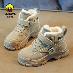Сапоги Детские зимние ботинки Babaya, бархатные ботинки для мальчиков для детей, утолщенная модная теплая спортивная обувь, зимняя обувь для девочек, 230904