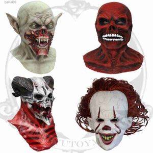 Maschere per feste Horror Demone Vampiro Maschera da diavolo rosso Maschera da clown in lattice Costume di Halloween T230905