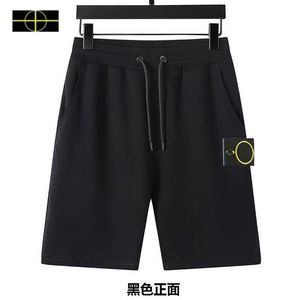 2023 Pantaloncini da spiaggia in pietra materiale superiore pantaloni sportivi retrò da uomo dell'isola puro cotone blu corto logo cravatta da donna ricamo estate strada calda a cinque punti A42