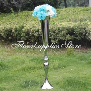 Party Decoration 90 cm Tall Metal Flower Stand Wedding Vases Table Centerpiece Event Road Silver216U