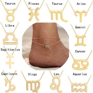 Douze Constellation pied chaîne pieds chaînes couleur acier doré femme minimaliste cheville été populaire fête cadeau