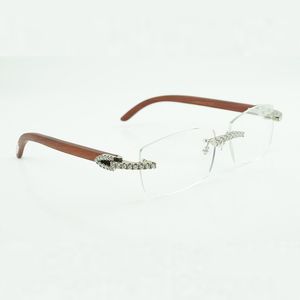 モイサナイトダイヤモンドラグジュアリーファッション木製メガネ3524015天然オリジナル木製脚透明なメガネレンズは送料が含まれていません