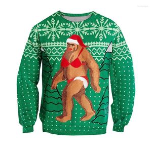 Męskie swetry zabawne mężczyzn i kobiety Boże Narodzenie brzydki Święty Mikołaj Tops 3D Printed Sticky