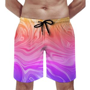 Men's Shorts Blue Pink Gym Summer Gradient Abstract Print Hawaii Board Short Pants Man Surfing Comfortable Printed Beach Trunks