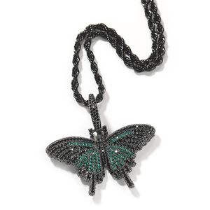 Hip Hop Iced Out Mini Butterfly Pendant Necklace Solid Pendant Necklace Animal Jewelry Gift