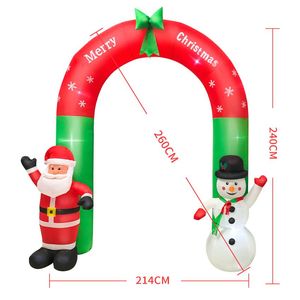 LED -juldekorationer Uppblåsbar modell Xmas Scene Dekoration Ornament Santa Claus Snowman Home Garden Entrance Welcome Arch X301B