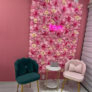 Dekoracyjne kwiaty wieńce sztuczne panele ścienne 40 x 60 cm Mata Flower Silk Rose na tło dekoracja ślubna