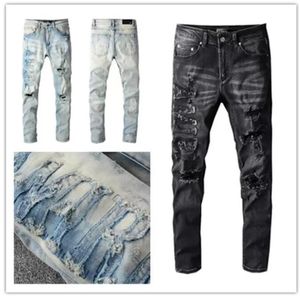 Luxurys Designer Mens Jeans Última Listagem Tiras Carta Denim Calças Moda Rasgado Casual Homme Masculino Buraco Calças Tamanho W29-40251q