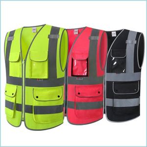 Motorcycle Apparel High Visibility Safety Vest With Pockets Reflective Work Ansi/Isea Class 2Motorcycle Drop Delivery Automobiles Moto Dhrqe