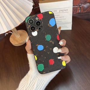 Luxury Phone Case Brand Letter Print Color Dots Fitted For 14plus Dirt Resistant Cases 13promax 12 Anti Drop 11 Cellphone Protection Covers