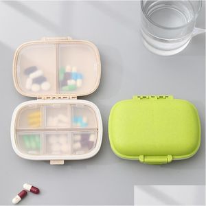 Förvaringslådor fack 8 rutnät Portabelt resepillerfodral med Cutter Organizer Medicine Container Tablettplattor Plastpiller Drop Leverans H Dh48s