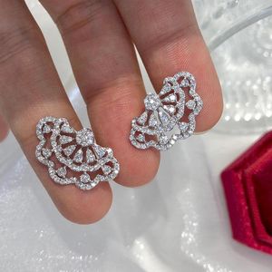 Stud Earrings Lace Skirt Micro-inlaid Full Zircon Plated Gold Earring For Women Personalized Gentle Ear Accessories