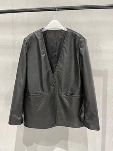 Giacca da donna in vera pelle di pecora per le donne 2023 Cappotti oversize vintage di lusso Capispalla giacche a maniche lunghe con scollo a V