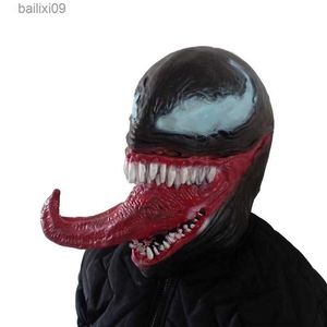 Máscaras de festa Horror Máscara de Halloween Venom Cosplay Máscaras com Língua Longa Cabeça Cheia Máscara de Látex Casa Assombrada Adereços Fontes de Festa Unissex T230905