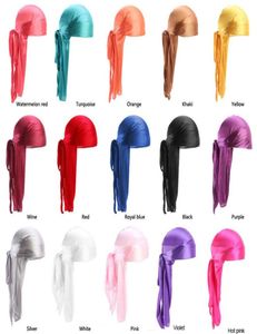 Designer Silky Durag Silk Hair Bonnets Skull Pirate Hat with Long Tail Chemo Hats For Adult Mens Women Fashion Turban Caps Headban7639130