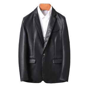 Jaqueta de couro masculina inverno outwear novo fino e minimalista lapela terno macio manguito fino jaqueta do plutônio