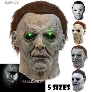 Máscaras de festa Máscara de alta qualidade Halloween Filme de terror Michael Myers Cosplay Adulto Látex Full Face Capacete Adereços de festa (5 tamanhos para escolha) T230905