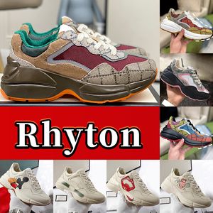 Rhytonスニーカーデザイナーシューズマルチカラースニーカー男性女性プラットフォームシューズオールドパパレザープリントチャンキーラグジュアリービンテージロゴベージュキャンバスメンズカジュアルトレーナー