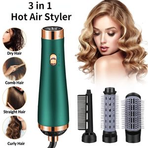 Hårtorkar 3 i 1 Air Brush Ionic Dryer Borstes Volumizer Heads Rättare Uppvärmningskam Curler Hårtork Styler Tool 230904