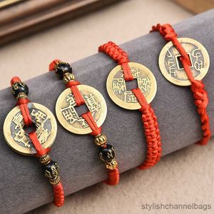 Charm-Armbänder, Glückskaiser, echte Kupfermünze, geflochtenes rotes Seil, Armband, Charm für Männer und Frauen, Glücksschmuck, R230905