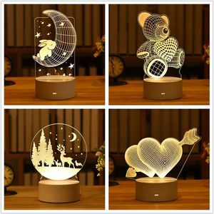 Party Decoration 10 18cm LED Ramadan Night Roses Bear Valentine's Day Love 3D Lamp Acrylic Light Wedding Eid Mubarak234h