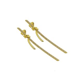 DesignerTop Fashion T Family Knotted Earrings and Vacuum Plated New Sier Needle Simple Fashionable in Style tiffancy able