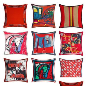 Cushion/Decorative Pillow Christmas Decoration Cases Horse Ers Autumn Home Sofa Bedroom Car Decor Veet Red Cushion Er Drop Delivery Dheds