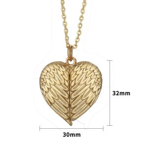 Sublimação em branco colar decorações medalhão moda asas de anjo impressão de transferência quente forma de coração consumíveis para fazer jóias diy zz