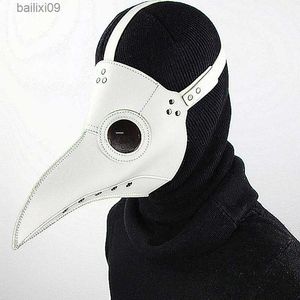 Party Masks Funny Medieval Steampunk Plague Doctor Bird Mask Latex Punk Cosplay Masks Beak Adult Halloween Event Cosplay Props White Black T230905