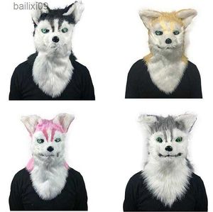 Party Masks 4 Colour Halloween Dog Head Latex Mask Animal Cosplay Fancy Dress Masks For Halloween Party Masks T230905