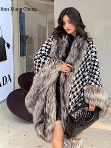 Womens Fur Faux Winter Cold Coat Elegant Thicked Luxury Designer Temperament Plush Jacket Shawe Cape 230904