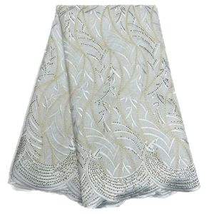 5 Yards Schweizer Spitzenstoff Nähen Afrikanische Frauen Hochzeitskleid Textile Baumwollkleidung mit Strasssteinen 2023 Hochwertige Bankett-Party-Abendbekleidung YQ-8241