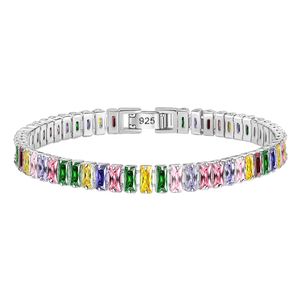 Colorido diamante CZ Zircon elegante pulsera con dijes joyería para mujeres niñas moda OL diseñador S925 pulseras de cadena de eslabones de plata regalo