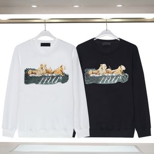 Erkek Hoodies Cheetah Mektupları Baskı Hoodie Gevşek Yuvarlak Boyun Sıradan Sweatshirt