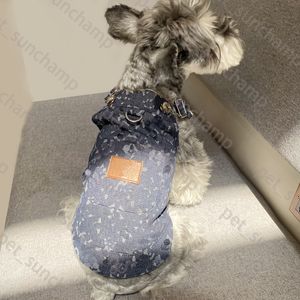 Designer cão denim jaqueta carta impressão cão denim arnês casaco roupas schnauzer bichon corgi teddy filhote de cachorro pet jaqueta