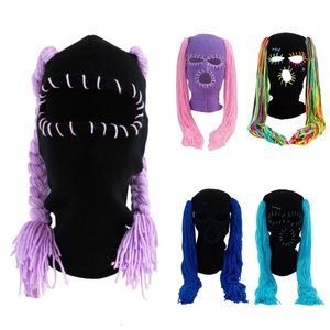 Beanie/Skull Caps Warm Winter Caps Knit Beanie Hat Pranky Decor Balaclava Knitted Caps Full Face Ski Masks Soft Headwear for Women 230905