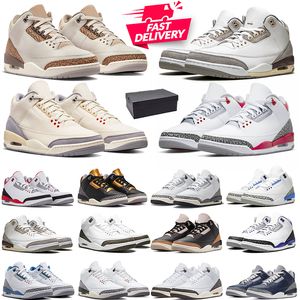 With Box Jumpman 3 3s Mens Basketball Shoes Palomino White Cement Elephant Muslin Racer Blue Cardinal Red Black Cat Wizards Men Women Sports Trainers Sneakers