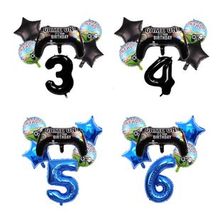 Other Event Party Supplies 6pcs Gamepad Boy Game Foil Helium Balloons Birthday Theme Decorations Kids Toys Baby Shower Decoration Gift Air Globos 230905