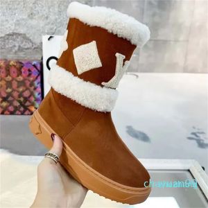 2023-designer boots 편지 머리카락 짧은 부츠 두꺼운 스노우 부츠 여자의 새로운 세련된 짧은 부츠 비 슬립과 따뜻한 면화 신발