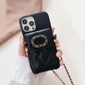 2023 Womens Mens Designers Phone Cases Crossbody para Iphone 14 Case 13 12 Marca de Luxo Phonecases 11 X Xsmax Phonecover com corrente G239051C5