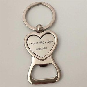 100Pcs Personalized Wedding Gifts For Guests Heart Bottle Wine Opener Keychain Wedding Favor Birthday Party Souvenir Custom Logo S232W