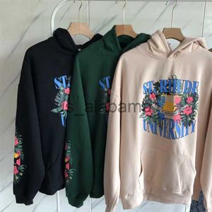 Herrtröjor tröjor vinter blommor tryck fleece hoodie män kvinnor hög kvalitet 2023 tröjor anime harajuku tröja streetwear kläder x0905